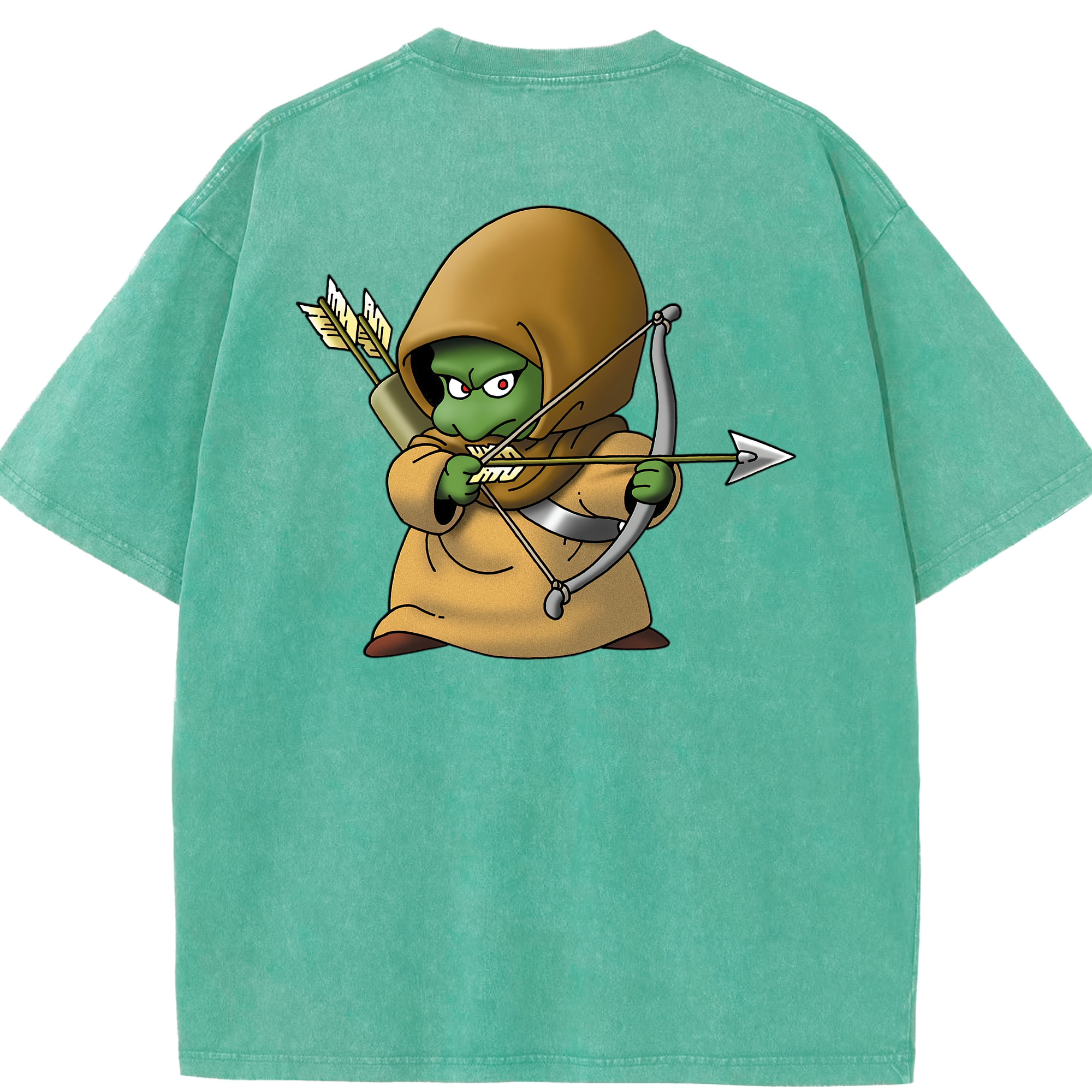 （画像用） ドラゴンクエスト Doragon Kuesuto Dragon Quest 綿100% ヴィンテージ風 半袖Tシャツ（背面プリント）